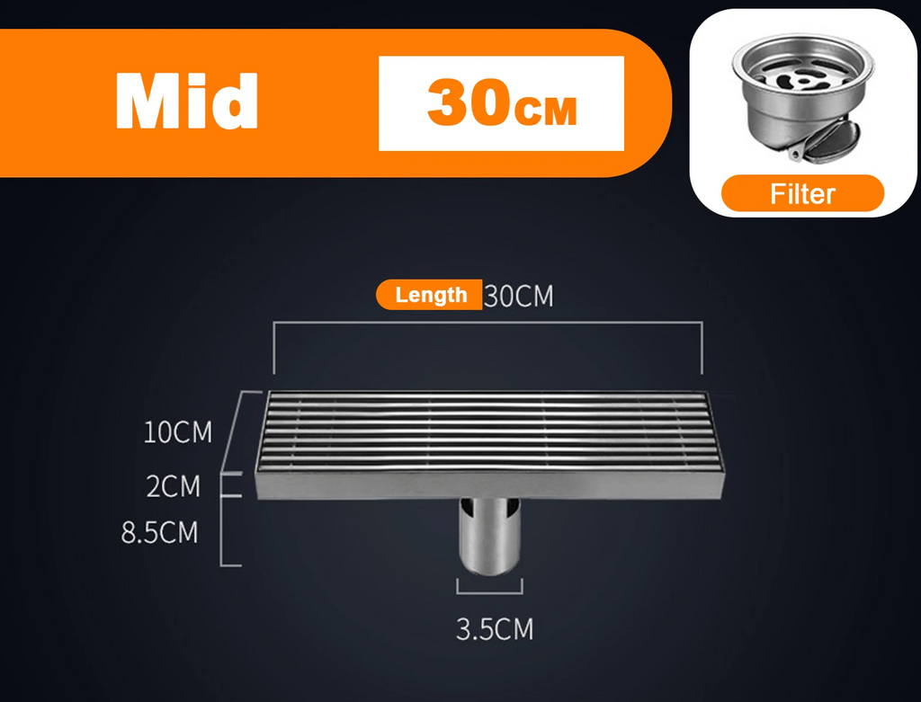Odor-Reducing Brushed 304 Stainless Steel Floor Drain (Square)