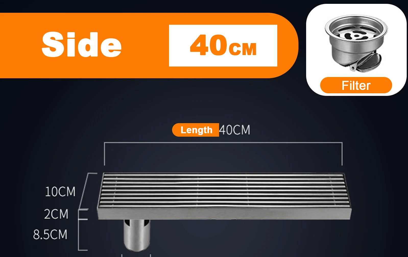 Odor-Reducing Brushed 304 Stainless Steel Floor Drain (Square)