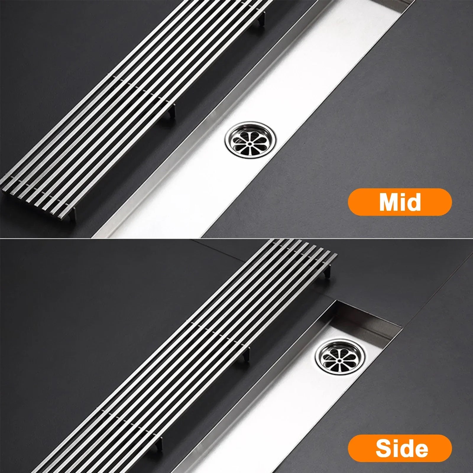 Odor-Reducing Brushed 304 Stainless Steel Floor Drain (Square)