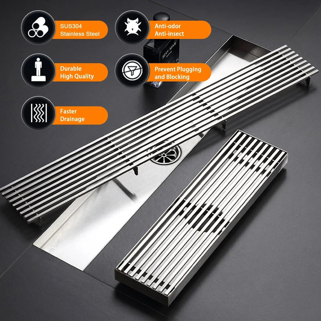 Odor-Reducing Brushed 304 Stainless Steel Floor Drain (Square)