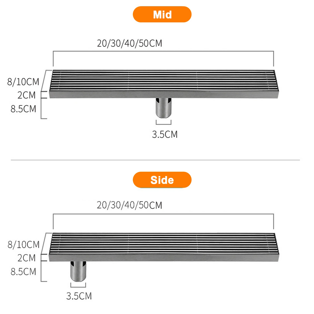 Odor-Reducing Brushed 304 Stainless Steel Floor Drain (Square)