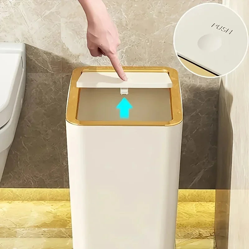 Odor-Sealed One-Touch Rectangular Trash Can (10 L)