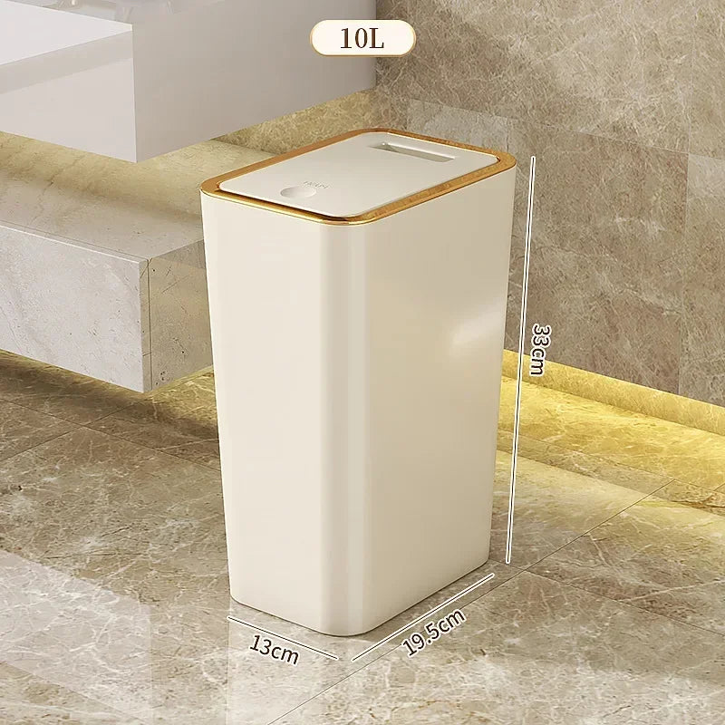 Odor-Sealed One-Touch Rectangular Trash Can (10 L)