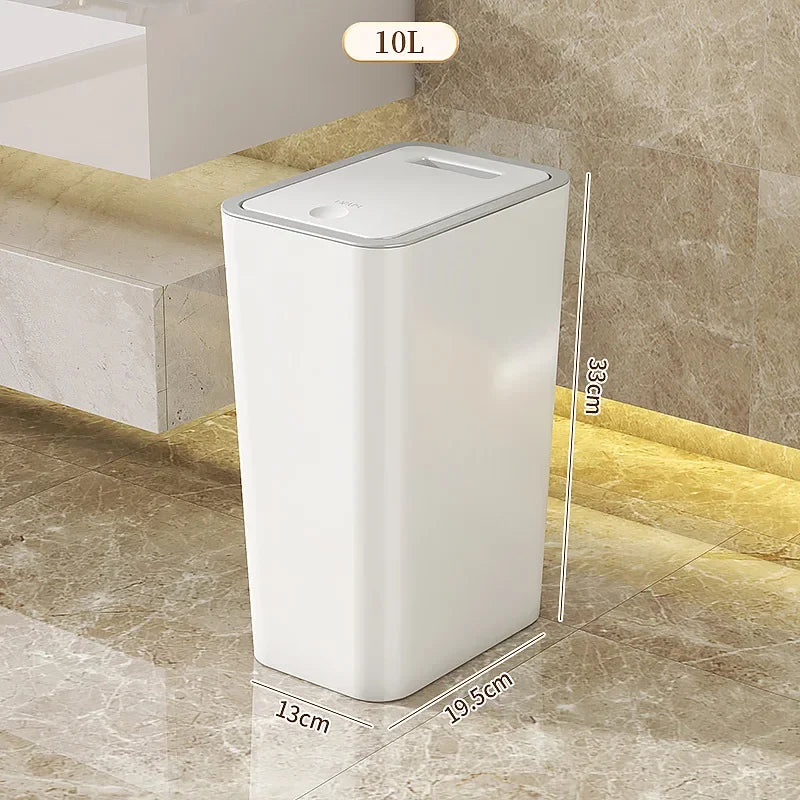 Odor-Sealed One-Touch Rectangular Trash Can (10 L)