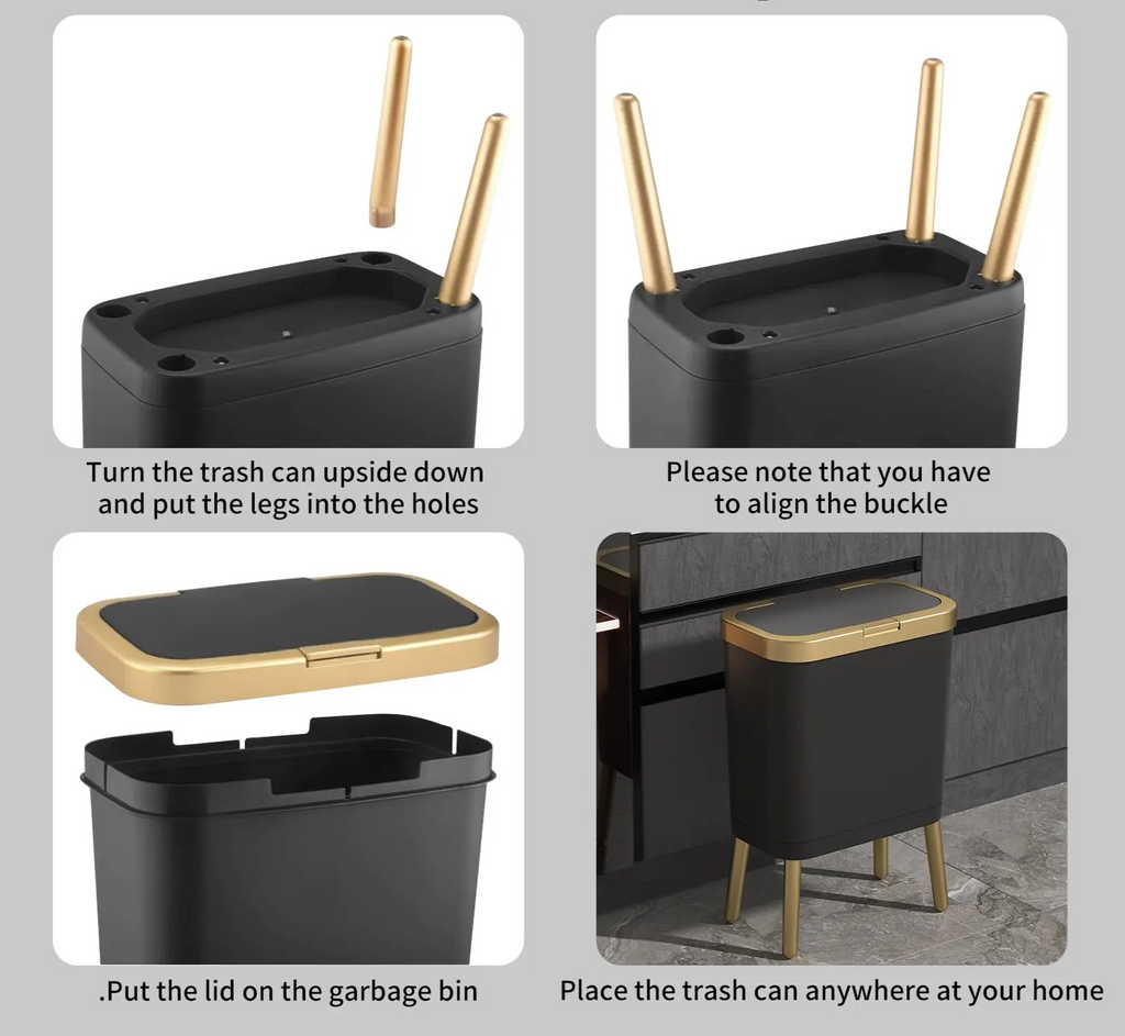 Odor-Sealing Push-Top Pet-Proof Trash Can (15L)