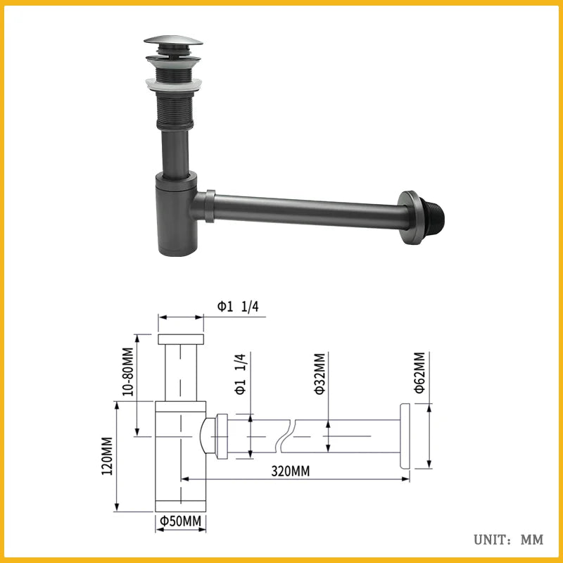 Odor-Sealing Solid Brass Pop-Up Sink Drain (Universal Fit)