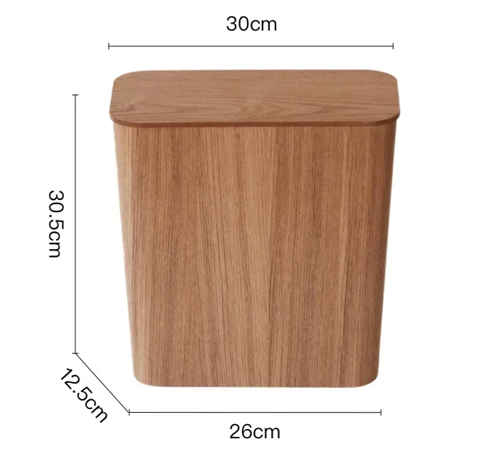 Odor-Sealing Wooden Press-Top Trash Bin