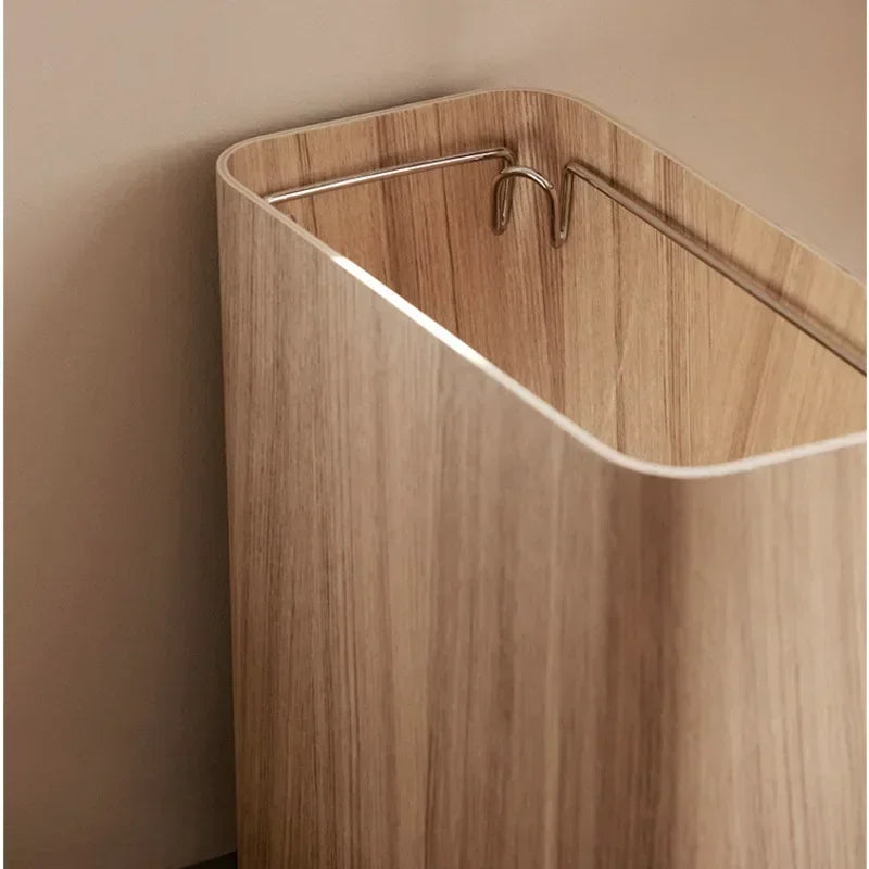 Odor-Sealing Wooden Press-Top Trash Bin