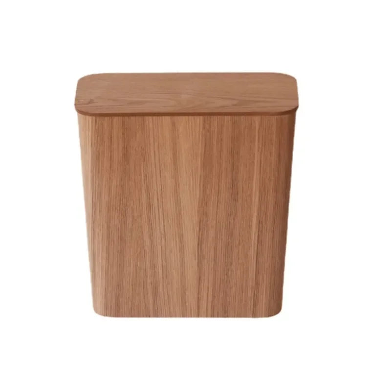 Odor-Sealing Wooden Press-Top Trash Bin