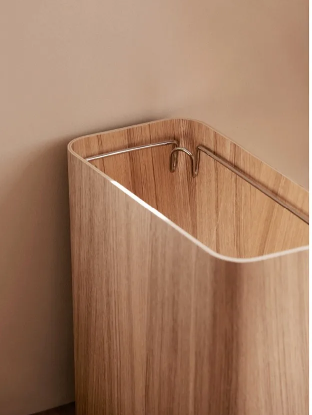 Odor-Sealing Wooden Press-Top Trash Bin