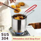 Oil-Saving 304 Stainless Steel Deep Fryer Pan (With Basket)