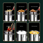 Oil-Saving 304 Stainless Steel Deep Fryer Pan (With Basket)