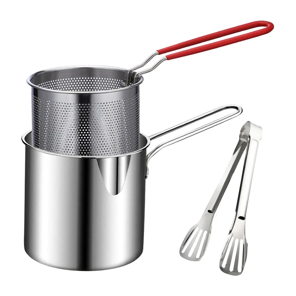 Oil-Saving 304 Stainless Steel Deep Fryer Pan (With Basket)