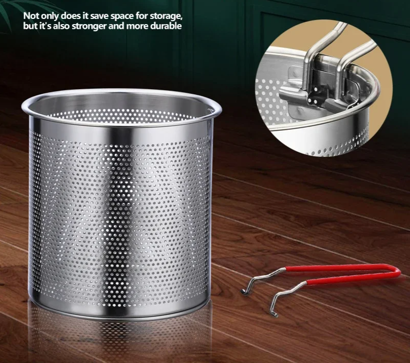 Oil-Saving 304 Stainless Steel Deep Fryer Pan (With Basket)