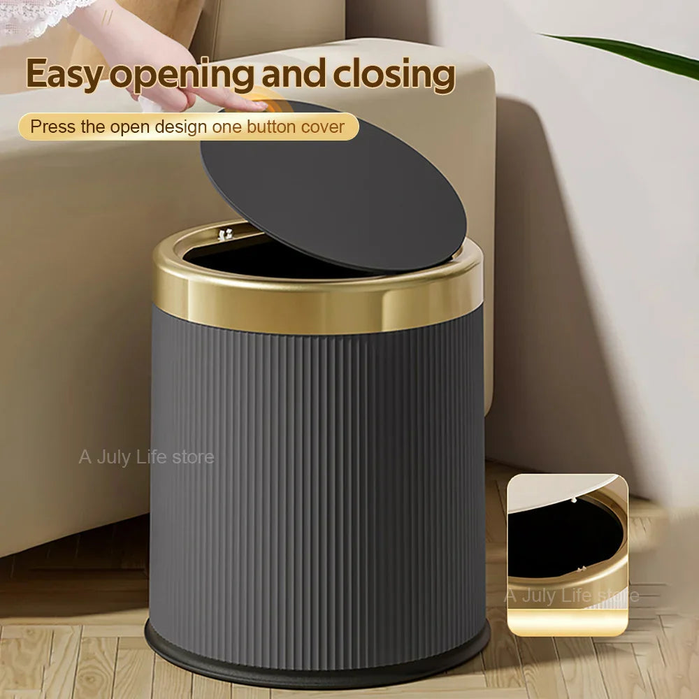 One-Touch Push-Button Trash Can (Removable Inner Bucket)