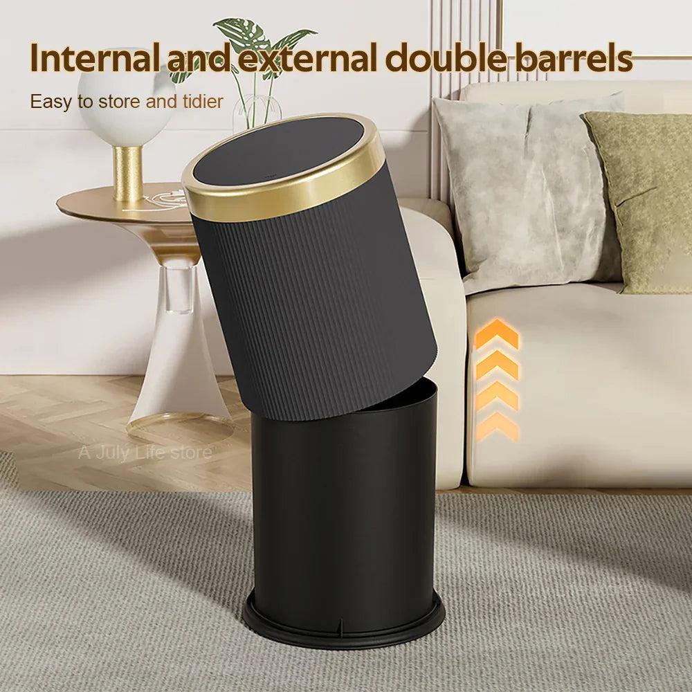 One-Touch Push-Button Trash Can (Removable Inner Bucket)