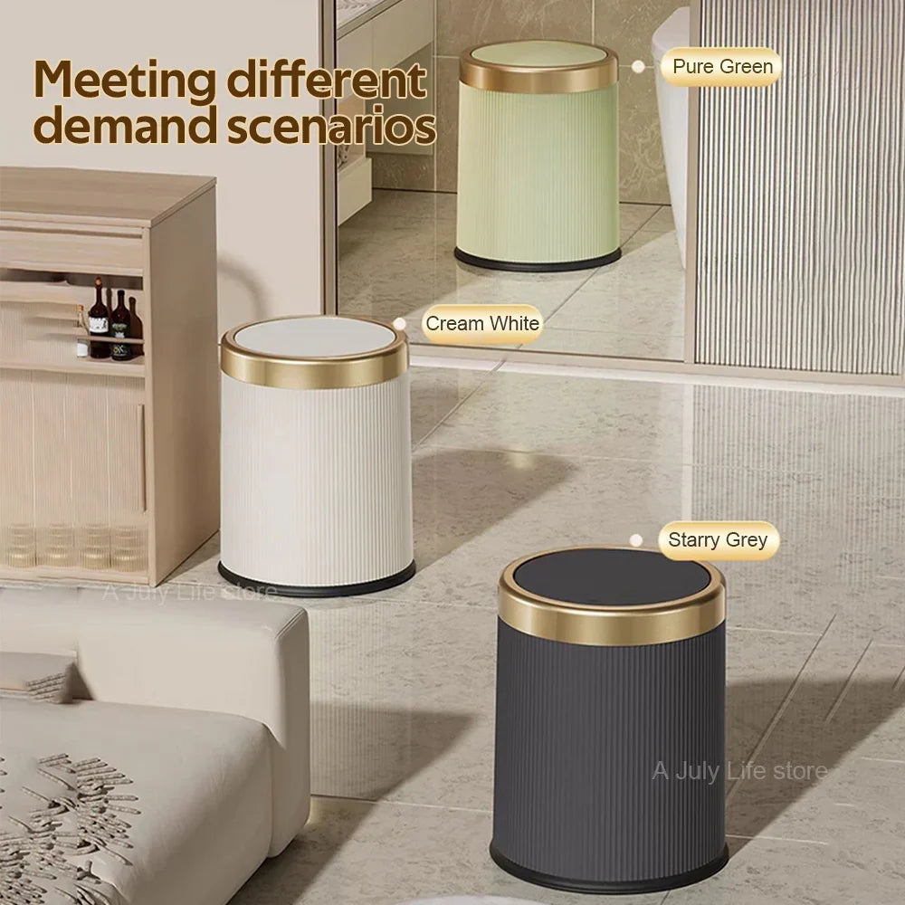 One-Touch Push-Button Trash Can (Removable Inner Bucket)