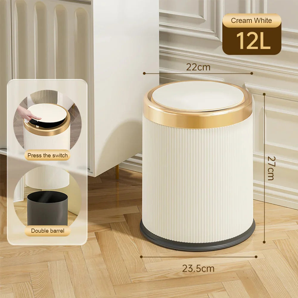 One-Touch Push-Button Trash Can (Removable Inner Bucket)