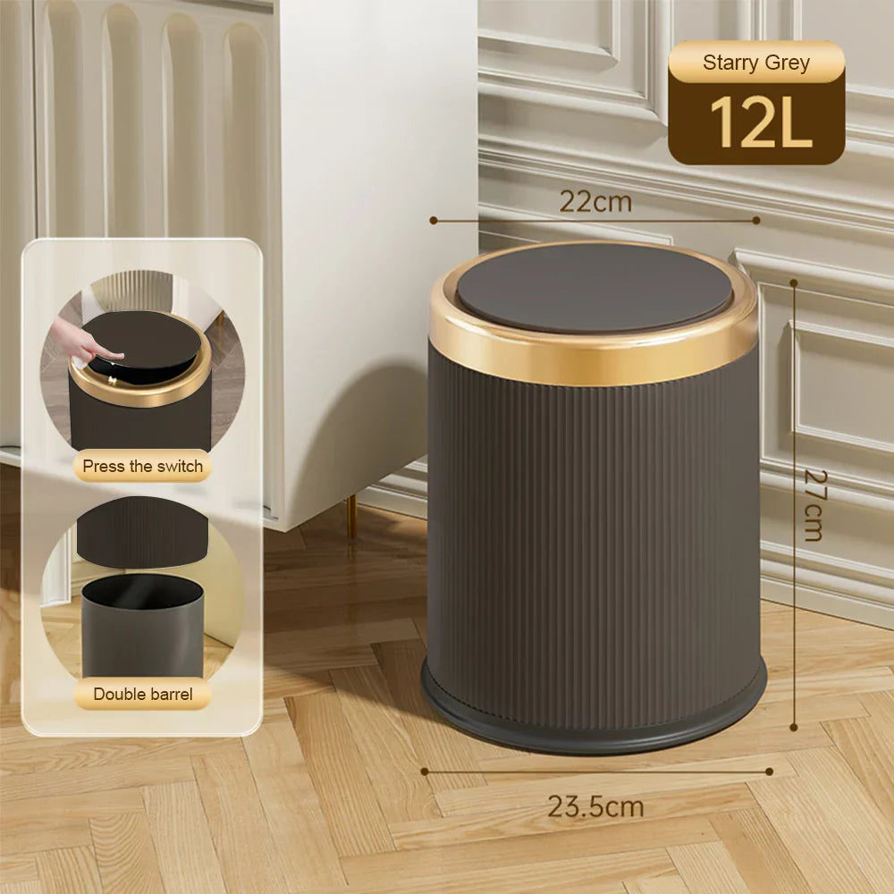 One-Touch Push-Button Trash Can (Removable Inner Bucket)