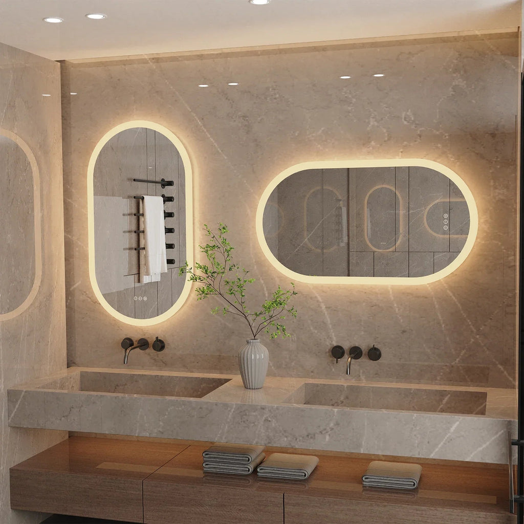 Oval Anti-Fog Touch Dimmable LED Bathroom Mirror