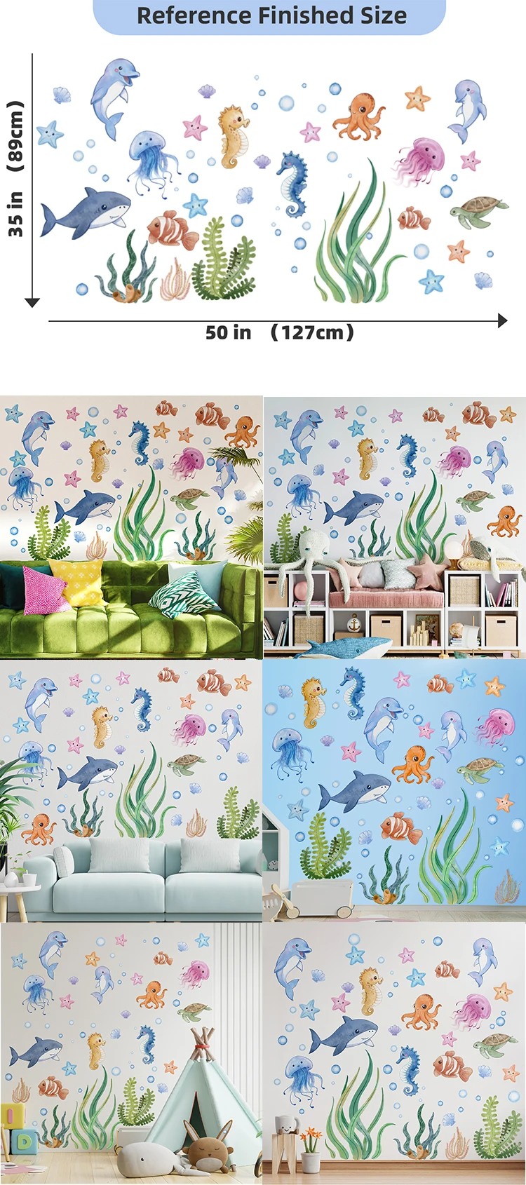 Peel-And-Stick Repositionable & Removable Kids Wall Stickers