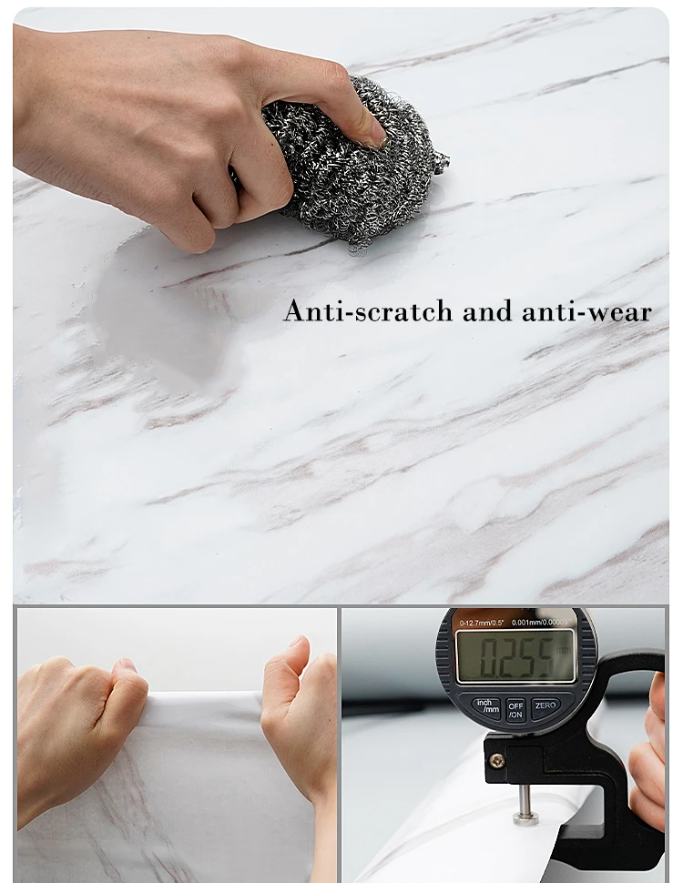 Peel-And-Stick Waterproof Oil-Resistant Marble Film