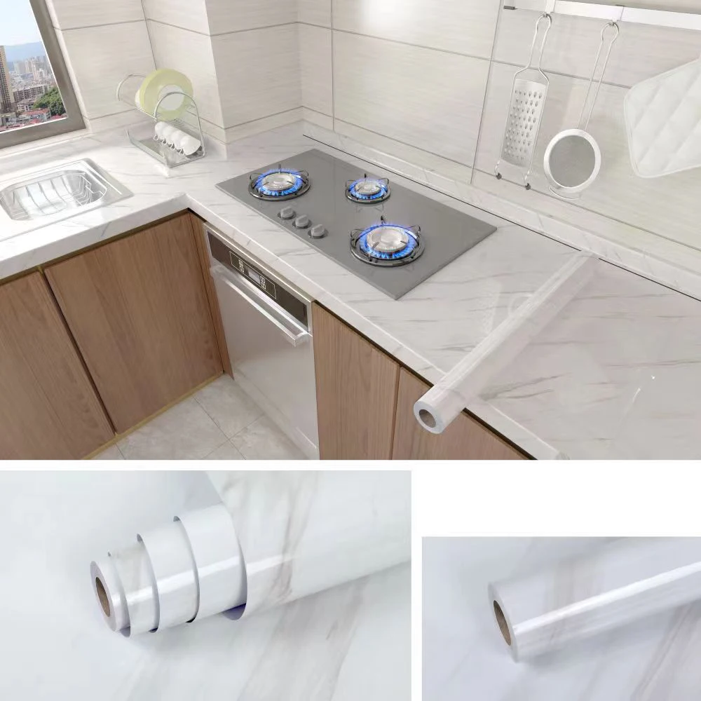 Peel-And-Stick Waterproof Oil-Resistant Marble Film