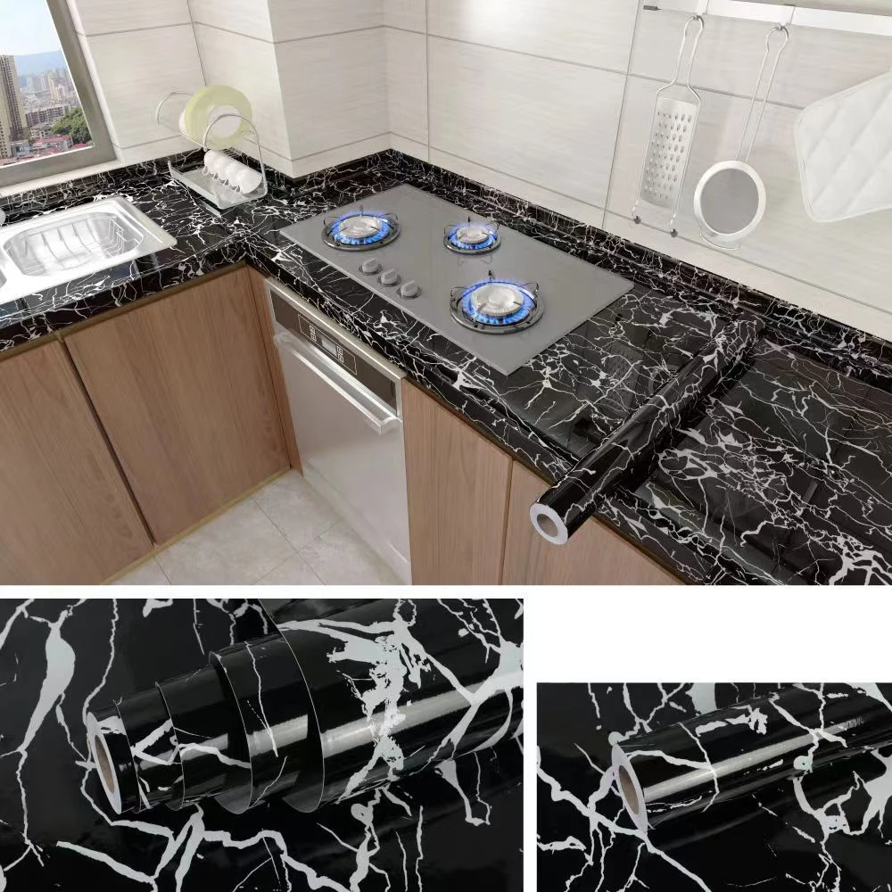 Peel-And-Stick Waterproof Oil-Resistant Marble Film