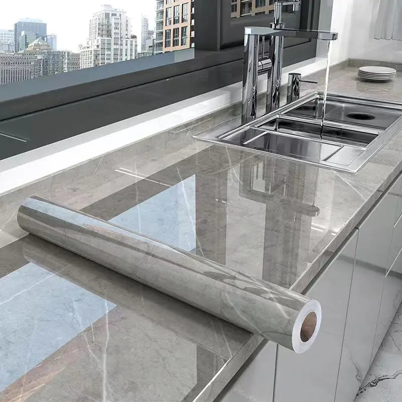 Peel-And-Stick Waterproof Oil-Resistant Marble Film