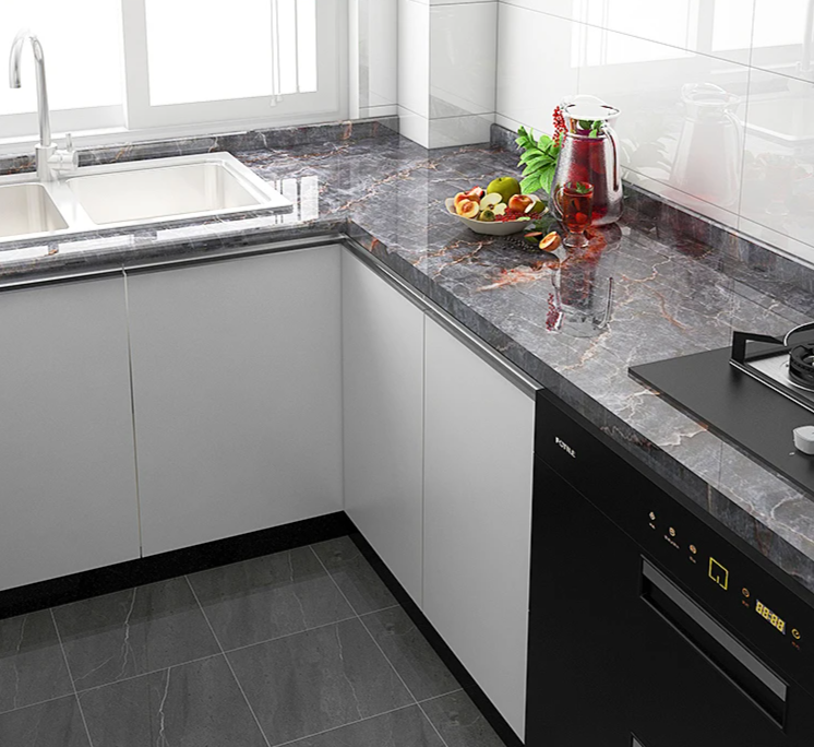 Peel-And-Stick Waterproof Oil-Resistant Marble Film