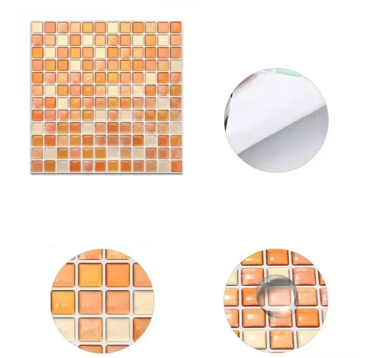 Peel & Stick Glass-Look 3D Tile Stickers (Set of 5 or 10)