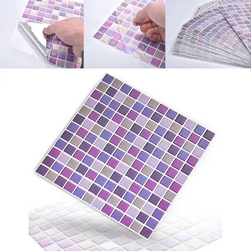 Peel & Stick Glass-Look 3D Tile Stickers (Set of 5 or 10)