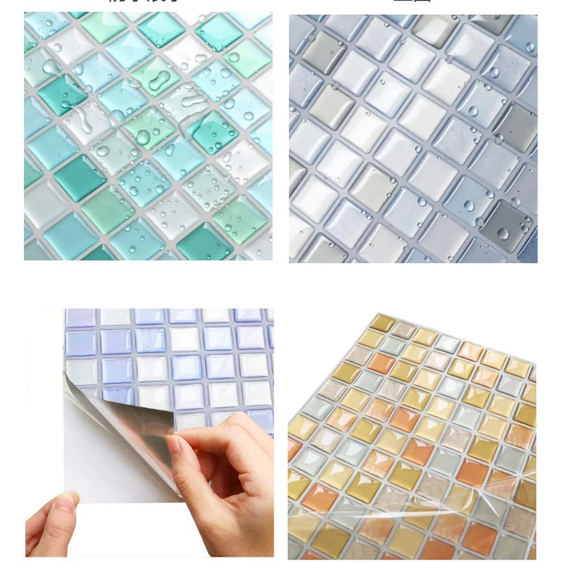 Peel & Stick Glass-Look 3D Tile Stickers (Set of 5 or 10)
