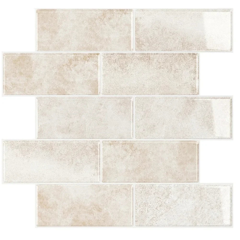 Peel & Stick Waterproof Vinyl Subway Backsplash Tiles (10-Pack)