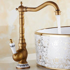 Polished Antique Brass Wall-Mount Faucet (360° Swivel Spout)