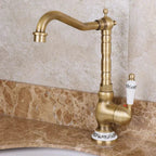 Polished Antique Brass Wall-Mount Faucet (360° Swivel Spout)