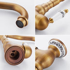 Polished Antique Brass Wall-Mount Faucet (360° Swivel Spout)