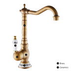 Polished Antique Brass Wall-Mount Faucet (360° Swivel Spout)