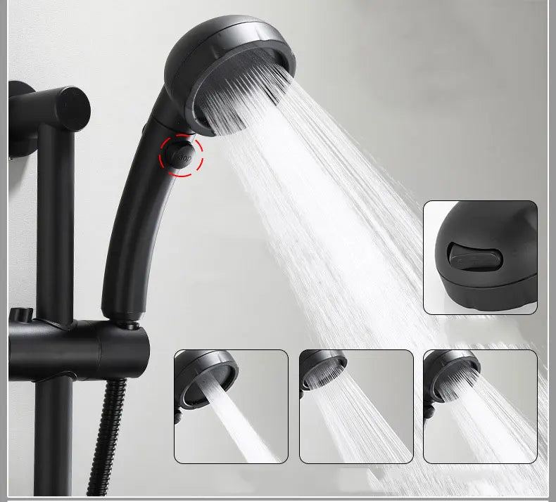 Polished Black Brass Wall-Mount Faucet (360° Swivel & Side Sprayer)