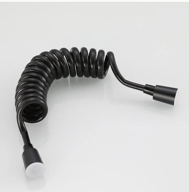 Polished Black Brass Wall-Mount Faucet (360° Swivel & Side Sprayer)