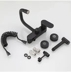 Polished Black Brass Wall-Mount Faucet (360° Swivel & Side Sprayer)