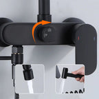 Polished Black Brass Wall-Mount Faucet (360° Swivel & Side Sprayer)