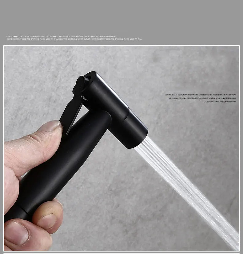 Polished Black Brass Wall-Mount Faucet (360° Swivel & Side Sprayer)
