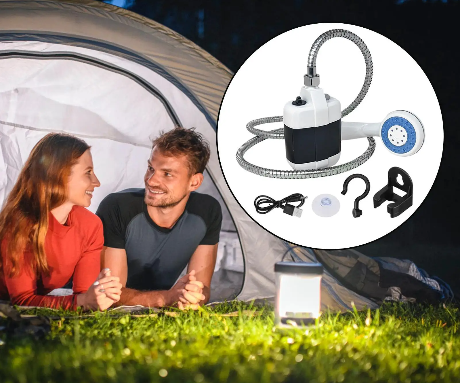 Portable Hand-Pump Camping Shower (Adjustable Flow)