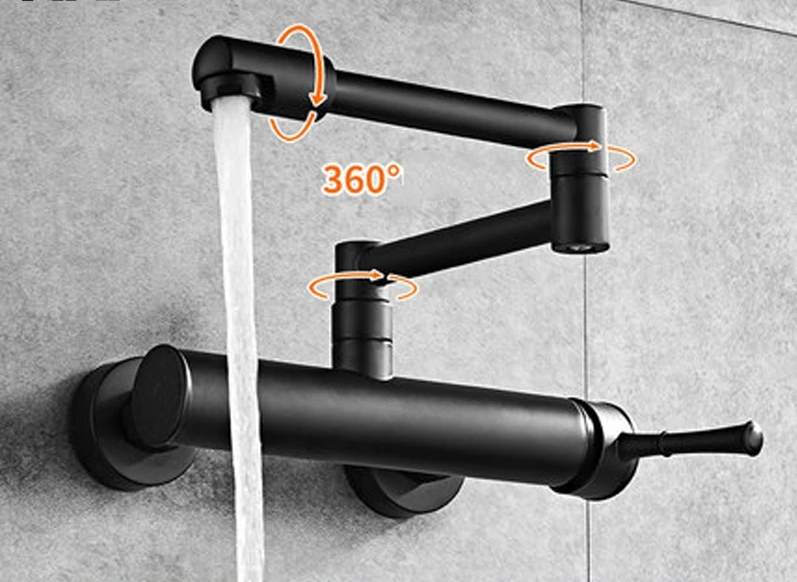 Premium Brass 360° Swivel Wall-Mount Kitchen Faucet