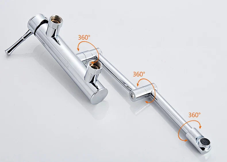 Premium Brass 360° Swivel Wall-Mount Kitchen Faucet