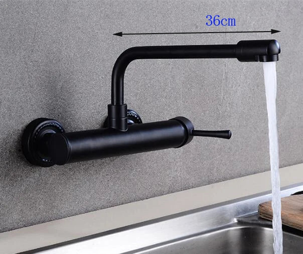 Premium Brass 360° Swivel Wall-Mount Kitchen Faucet