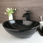 Premium Ceramic Glossy Oval Vessel Sink (Includes Drain & P-Trap)