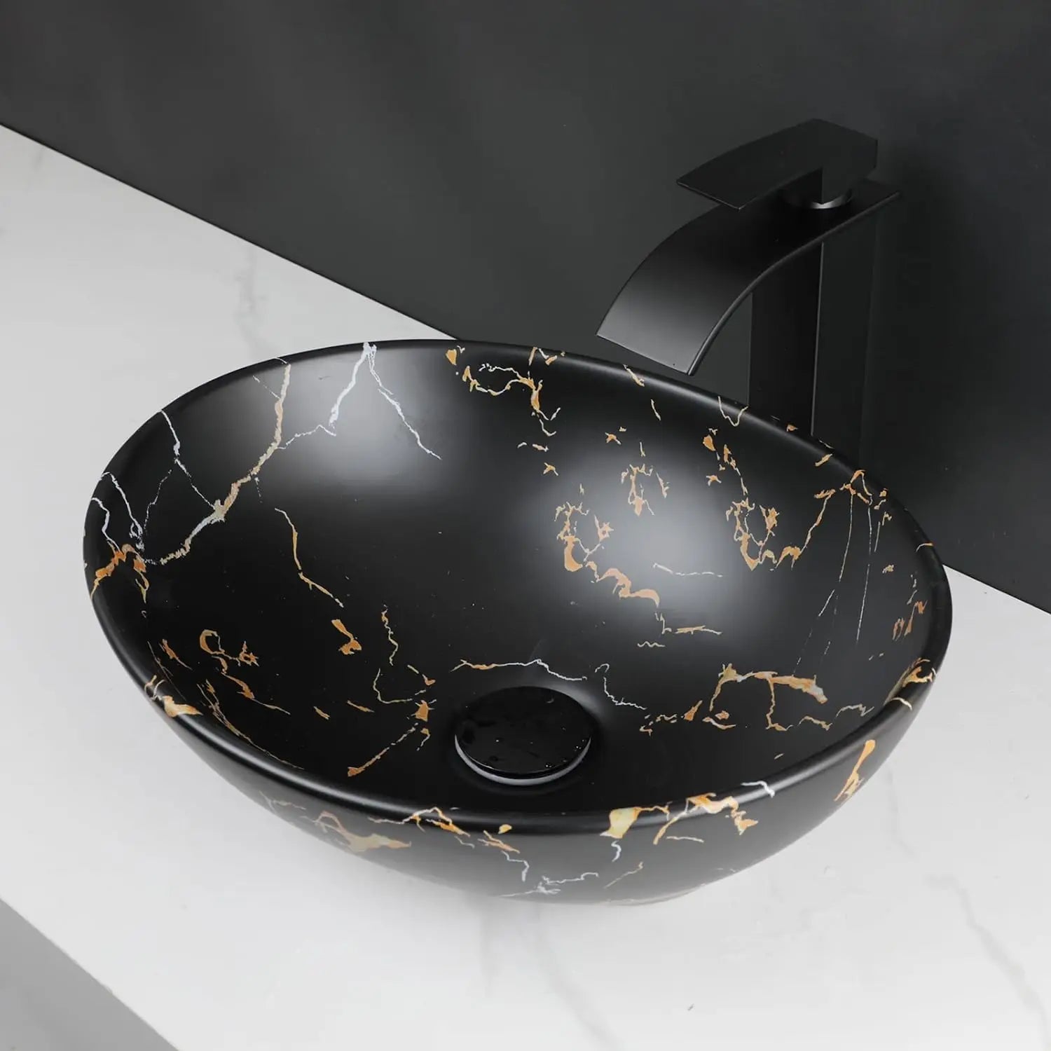 Premium Ceramic Glossy Oval Vessel Sink (Includes Drain & P-Trap)