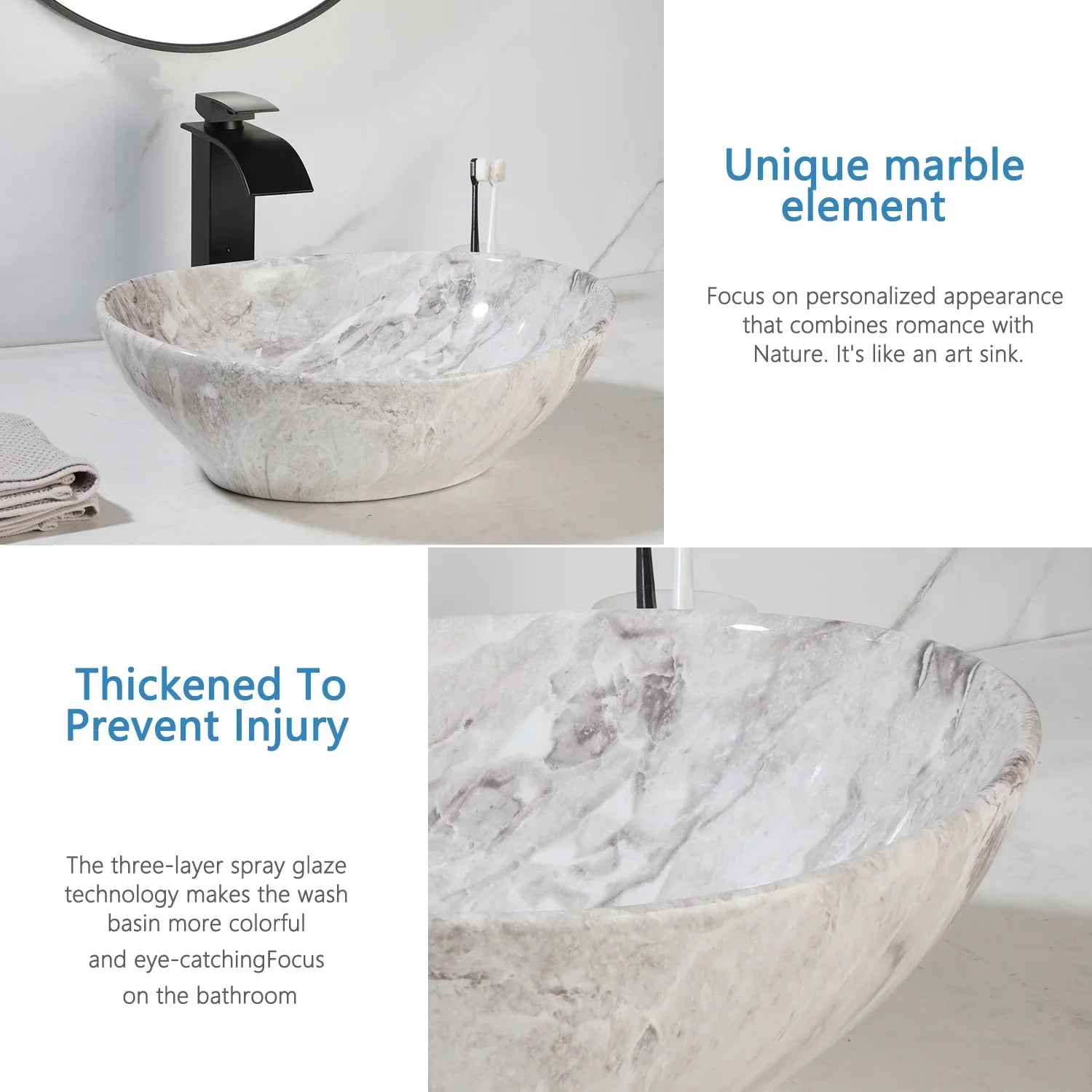 Premium Ceramic Glossy Oval Vessel Sink (Includes Drain & P-Trap)